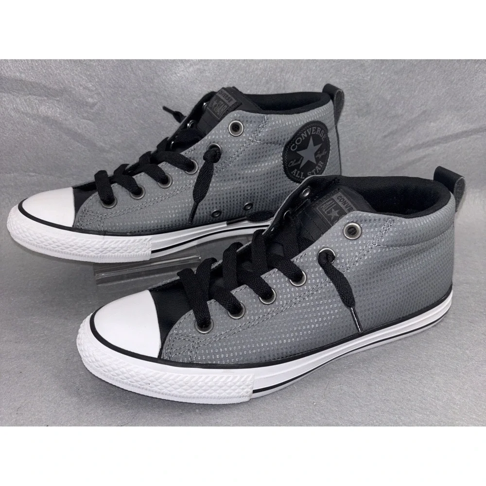 CONVERSE Chuck Taylor ALL STAR Street Mid Top Cool Grey Black Sneakers Youth 6